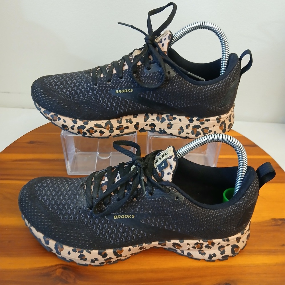 Brooks Revel 4 Women 8 Black Leopard Running Shoes Sneakers 1203371B012